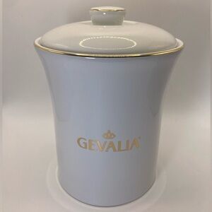 Gevalia Kaffe White w/Gold Trim Handmade Fine Ceramic Ware Coffee
Canister